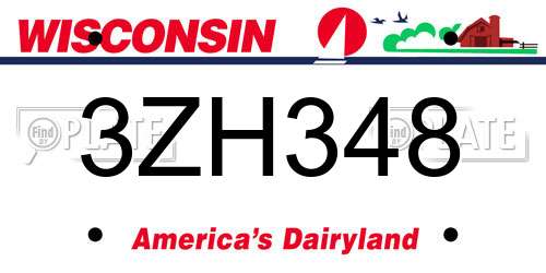 3ZH348 Wisconsin License Plate