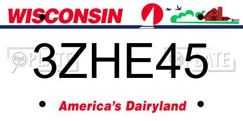 3ZHE45 Wisconsin License Plate