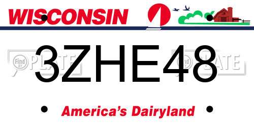 3ZHE48 Wisconsin License Plate