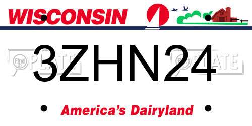 3ZHN24 Wisconsin License Plate