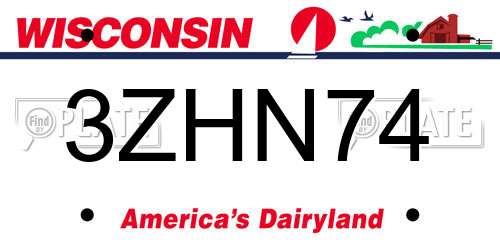 3ZHN74 Wisconsin License Plate