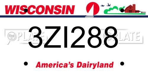 3ZI288 Wisconsin License Plate
