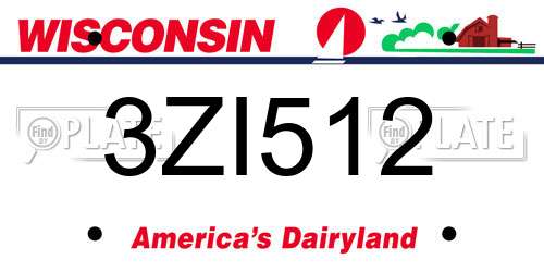 3ZI512 Wisconsin License Plate