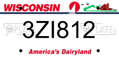 3ZI812 Wisconsin License Plate