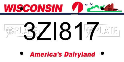 3ZI817 Wisconsin License Plate