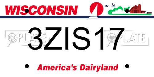3ZIS17 Wisconsin License Plate