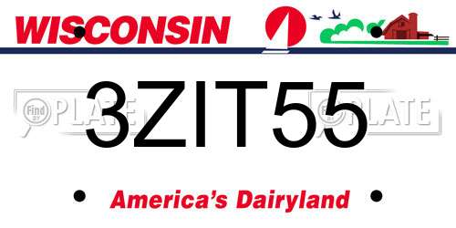 3ZIT55 Wisconsin License Plate