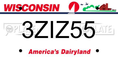 3ZIZ55 Wisconsin License Plate