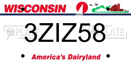 3ZIZ58 Wisconsin License Plate