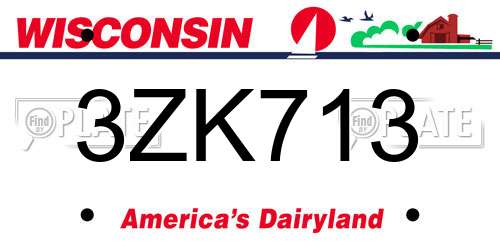 3ZK713 Wisconsin License Plate