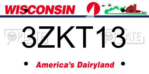 3ZKT13 Wisconsin License Plate