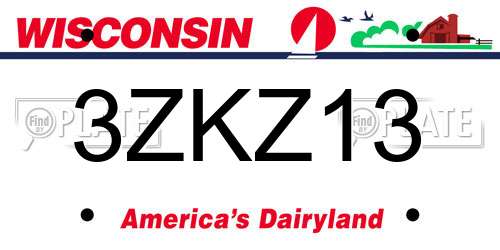 3ZKZ13 Wisconsin License Plate