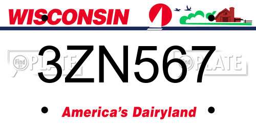 3ZN567 Wisconsin License Plate