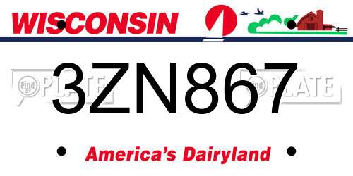 3ZN867 Wisconsin License Plate