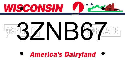 3ZNB67 Wisconsin License Plate