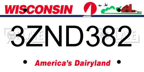 3ZND382 Wisconsin License Plate