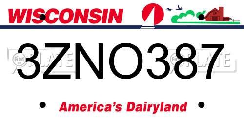 3ZNO387 Wisconsin License Plate