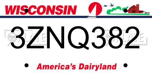 3ZNQ382 Wisconsin License Plate