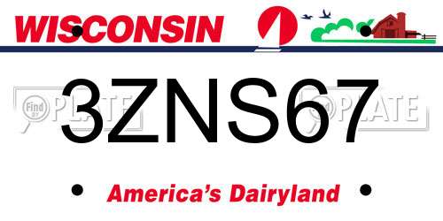 3ZNS67 Wisconsin License Plate