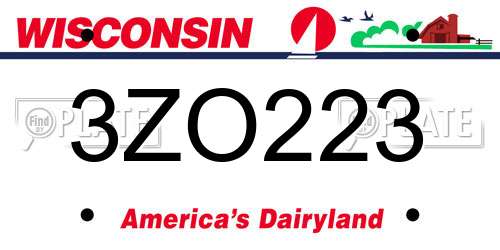3ZO223 Wisconsin License Plate