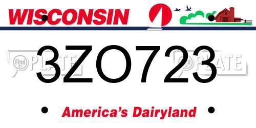 3ZO723 Wisconsin License Plate