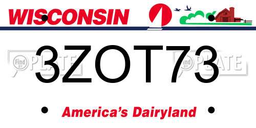 3ZOT73 Wisconsin License Plate