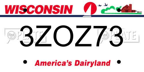 3ZOZ73 Wisconsin License Plate