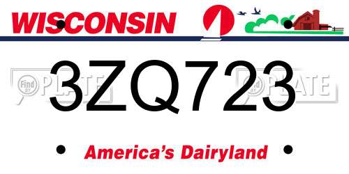 3ZQ723 Wisconsin License Plate