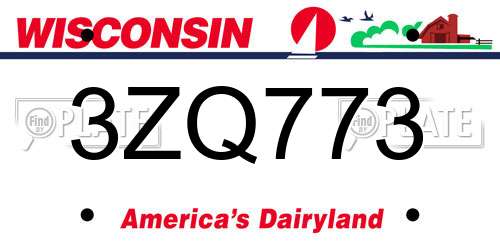 3ZQ773 Wisconsin License Plate