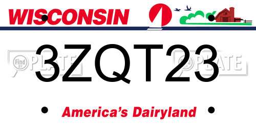 3ZQT23 Wisconsin License Plate