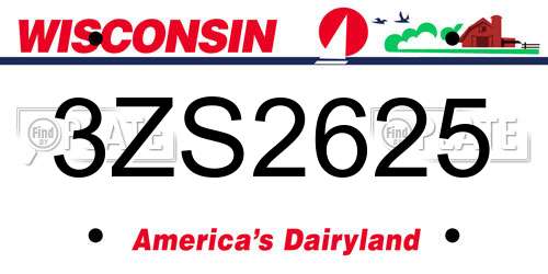 3ZS2625 Wisconsin License Plate