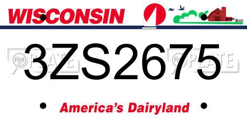 3ZS2675 Wisconsin License Plate