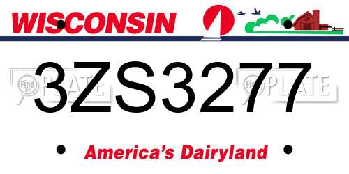 3ZS3277 Wisconsin License Plate