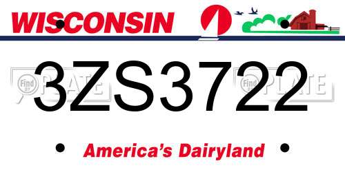 3ZS3722 Wisconsin License Plate