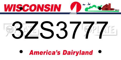 3ZS3777 Wisconsin License Plate