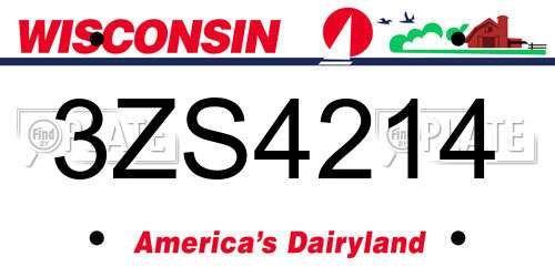 3ZS4214 Wisconsin License Plate