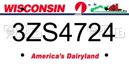 3ZS4724 Wisconsin License Plate