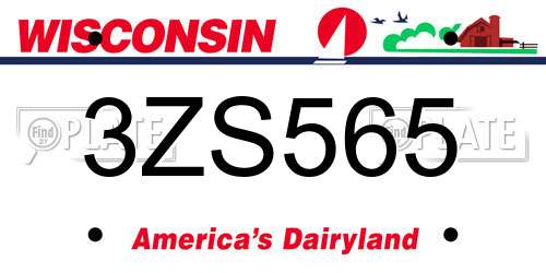 3ZS565 Wisconsin License Plate
