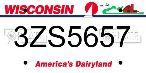3ZS5657 Wisconsin License Plate