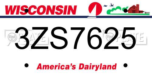 3ZS7625 Wisconsin License Plate