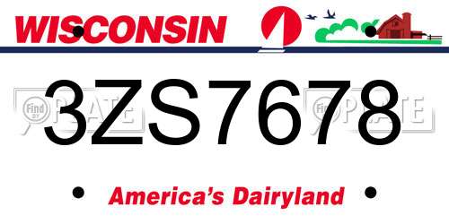 3ZS7678 Wisconsin License Plate