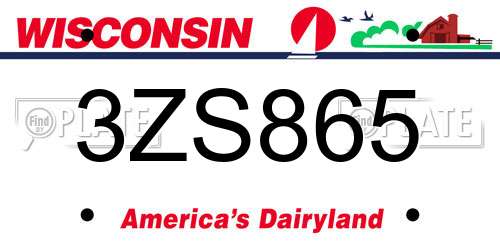 3ZS865 Wisconsin License Plate