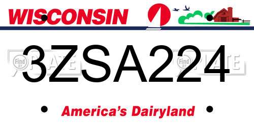 3ZSA224 Wisconsin License Plate