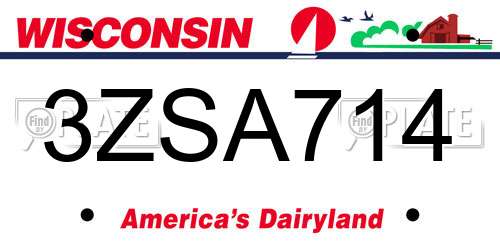 3ZSA714 Wisconsin License Plate