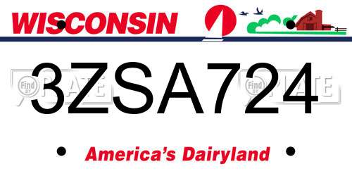 3ZSA724 Wisconsin License Plate