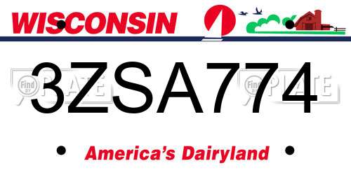 3ZSA774 Wisconsin License Plate