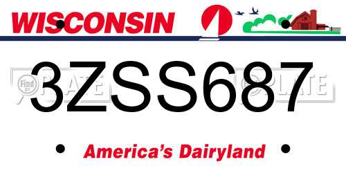 3ZSS687 Wisconsin License Plate