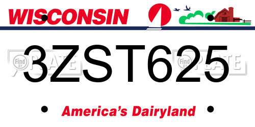 3ZST625 Wisconsin License Plate