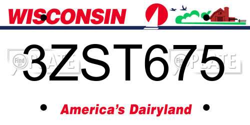 3ZST675 Wisconsin License Plate