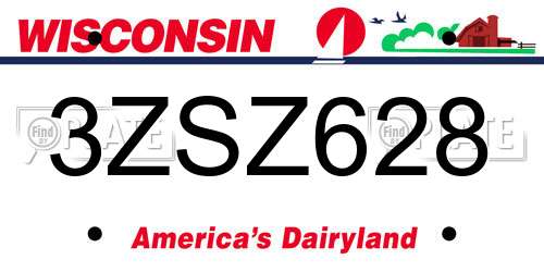 3ZSZ628 Wisconsin License Plate